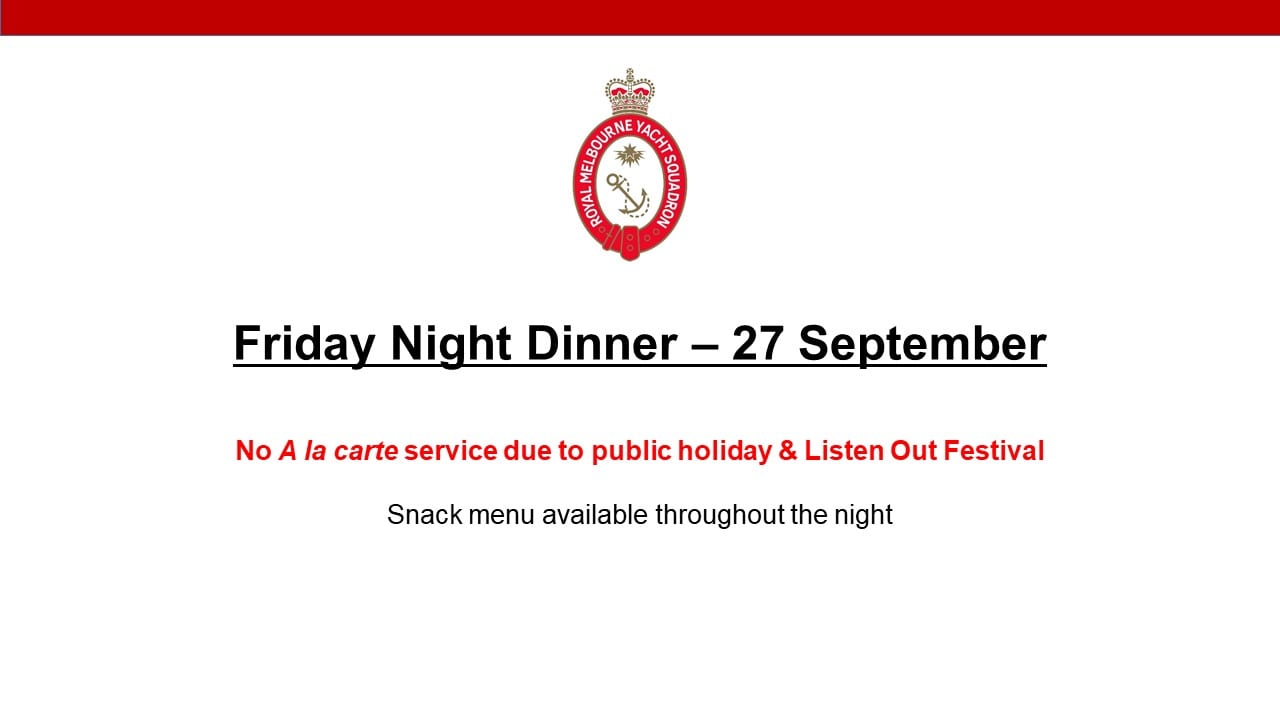 Friday Dinner - No A la carte service