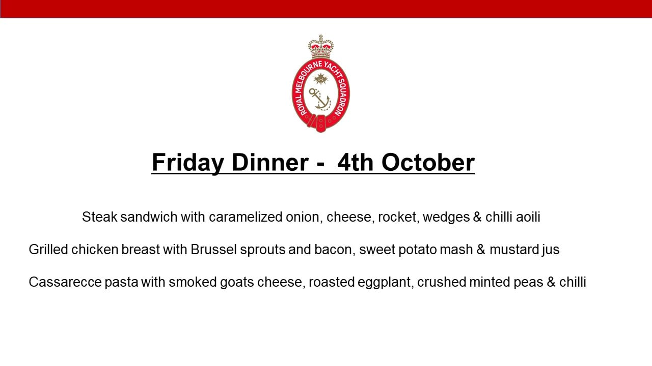 Friday Dinner 4 October