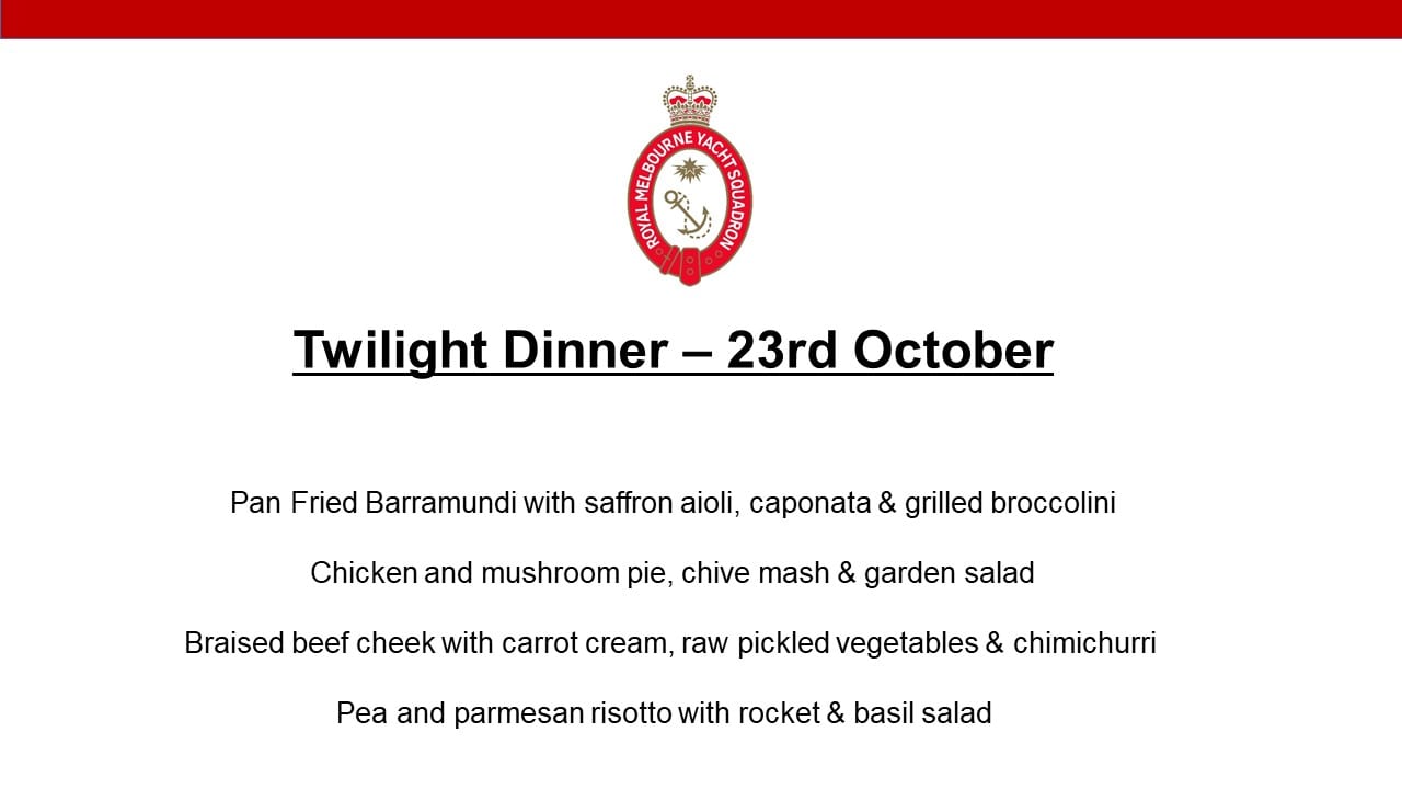 Twilight Dinner - 23 October 2019