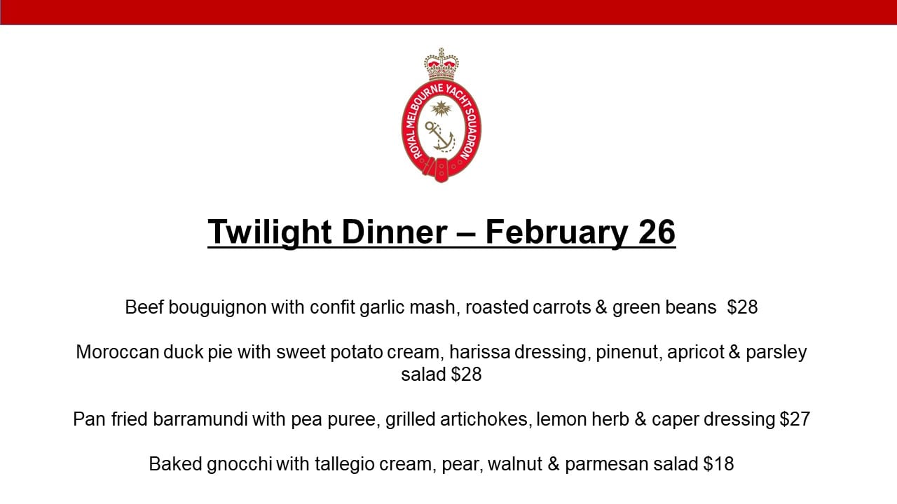 Twilight Dinner - 26 February 2020