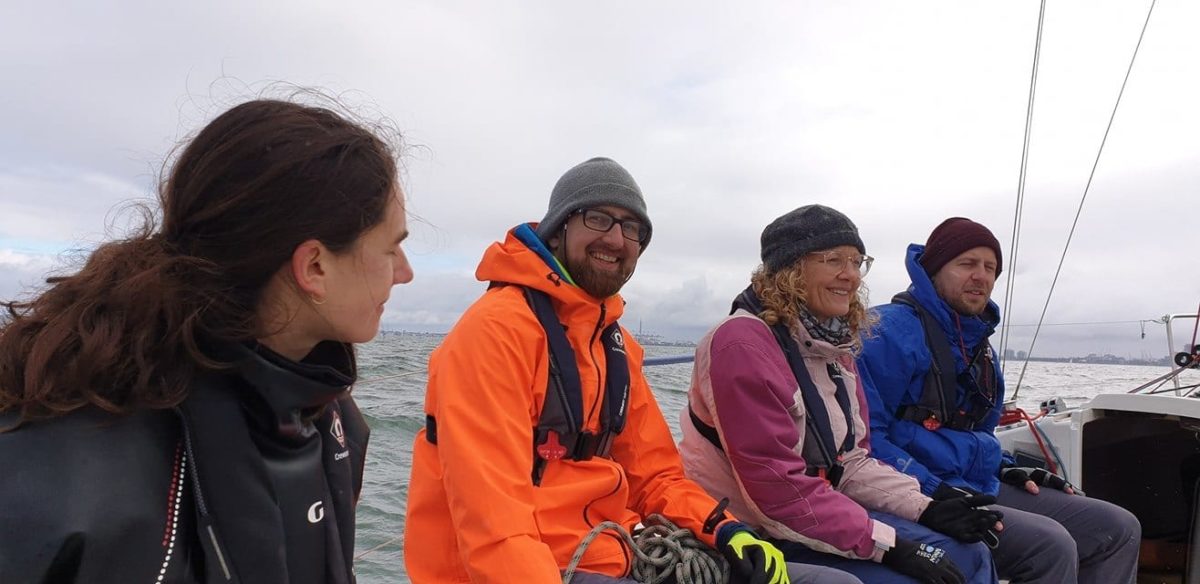 Marie, Scott, Petrina And Stuart. Definitely Beanie Weather On Port Phillip On Sunday Learn To Sail Keelboat Course